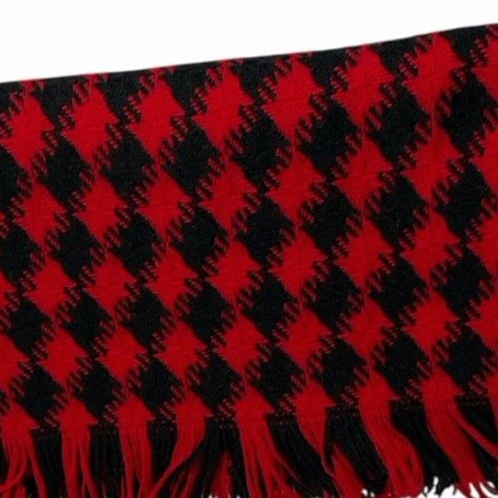 Pendleton Wool Blanket Red Black Check Pattern Fringe Large Throw 61”x68” - Picture 4 of 11